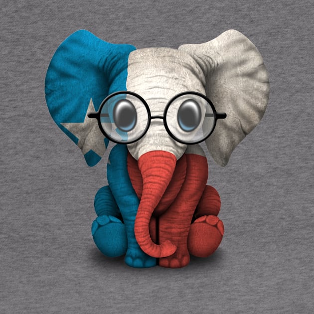 Baby Elephant with Glasses and Texas Flag by jeffbartels